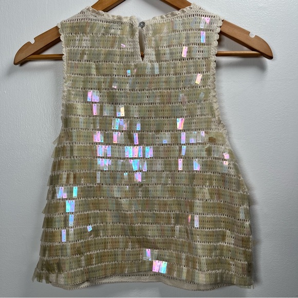 J.Crew Crochet Sequin Tank Top Scalloped Trim Size XS,S, M New Natural - Picture 6 of 16